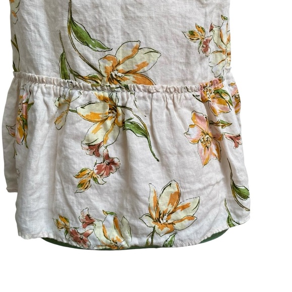 Rachel Rachel Roy Linen Floral Peplum Blouse Light Pink Sleeveless Top Size M - Picture 9 of 11